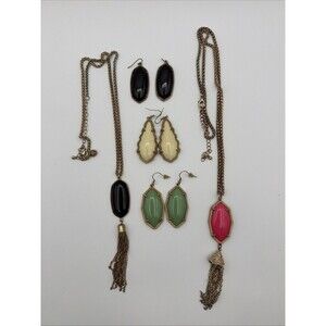 Boho Statement Jewelry Lot Necklaces & Earrings Gold Tone Colorful Stone